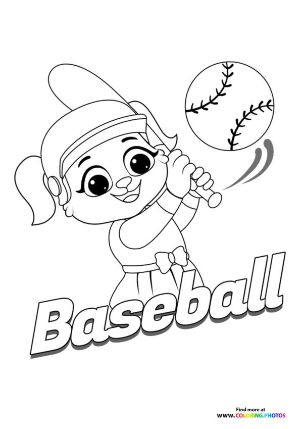Little puppy playing baseball