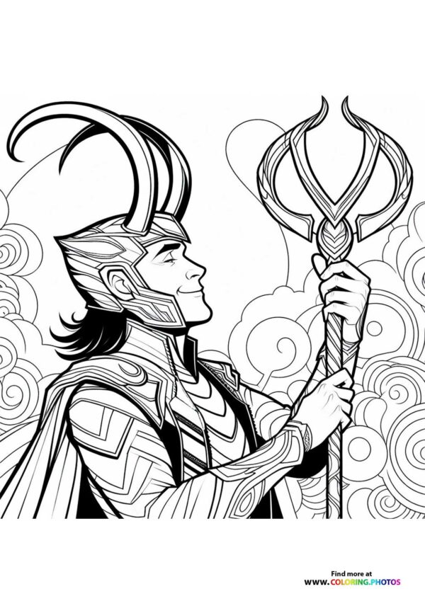 Loki holding the staff