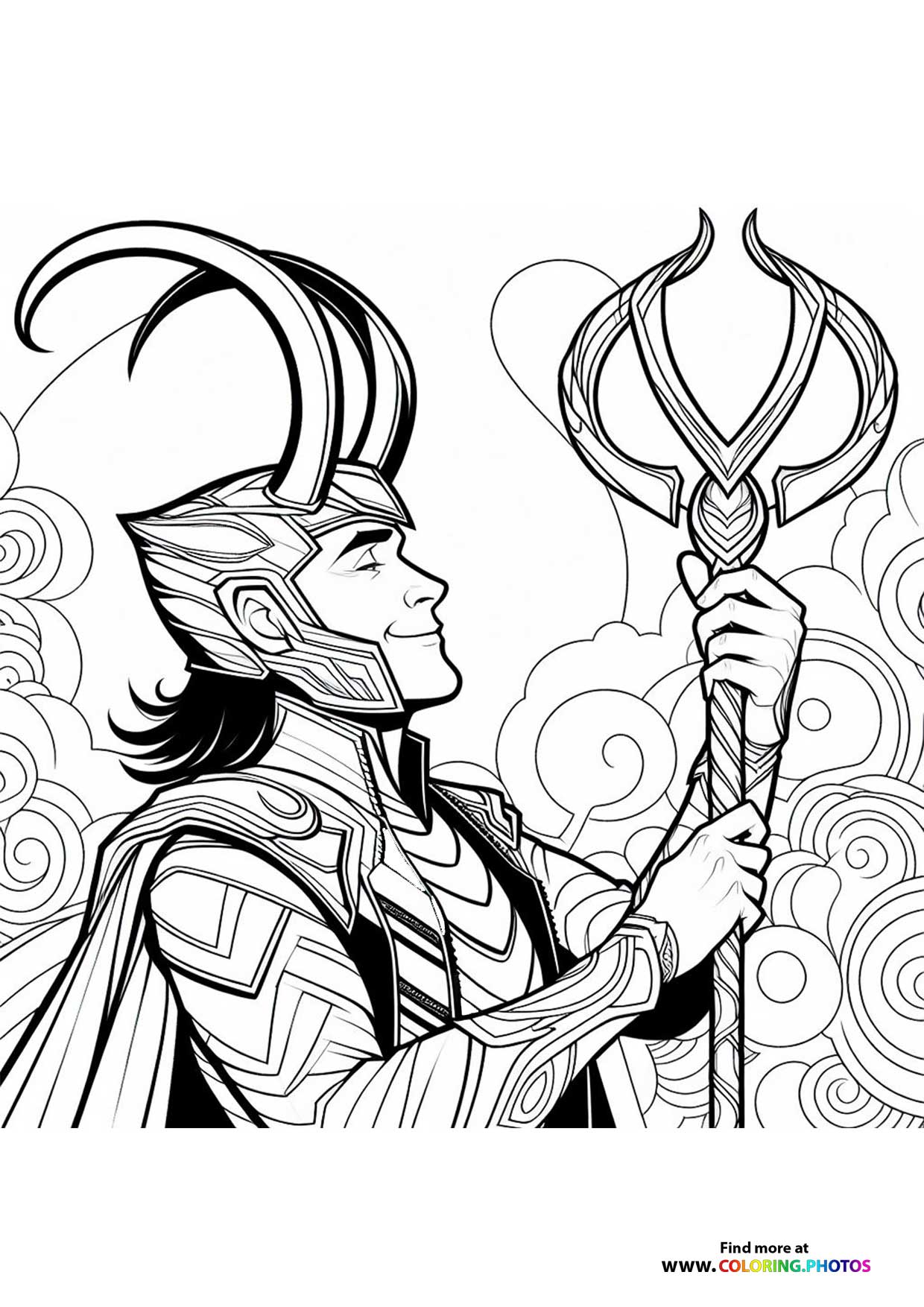 Loki holding the staff