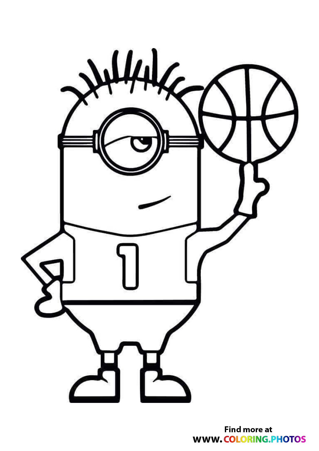 Minions Carl with basketball Coloring Page
