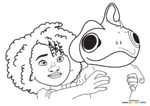 Maisie with her monster friend