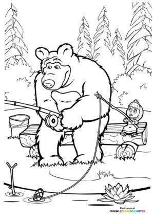 Masha and Bear fishing