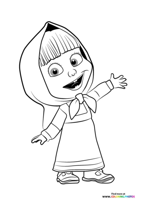 Happy Masha coloring page