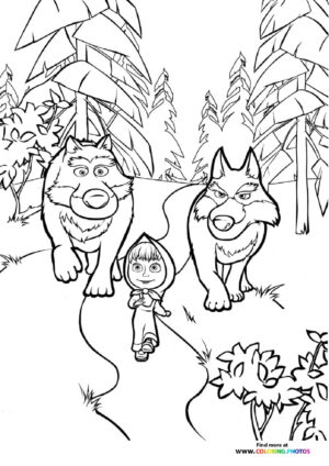 Masha with wolfs