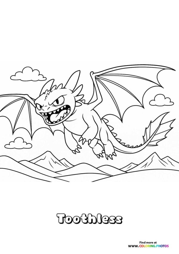 Toothless Flying Over Mountains