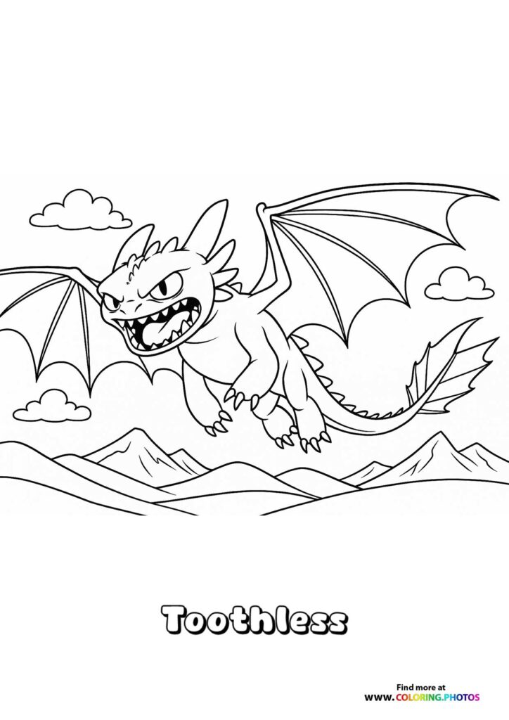 Toothless Flying Over Mountains