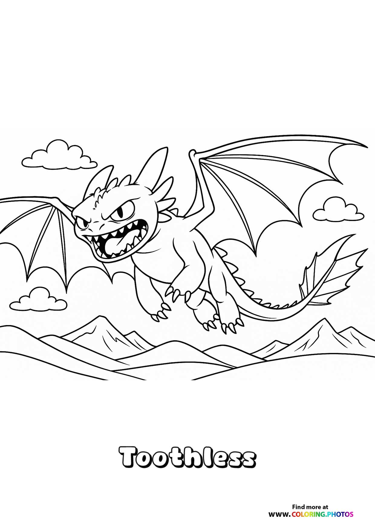 Toothless Flying Over Mountains