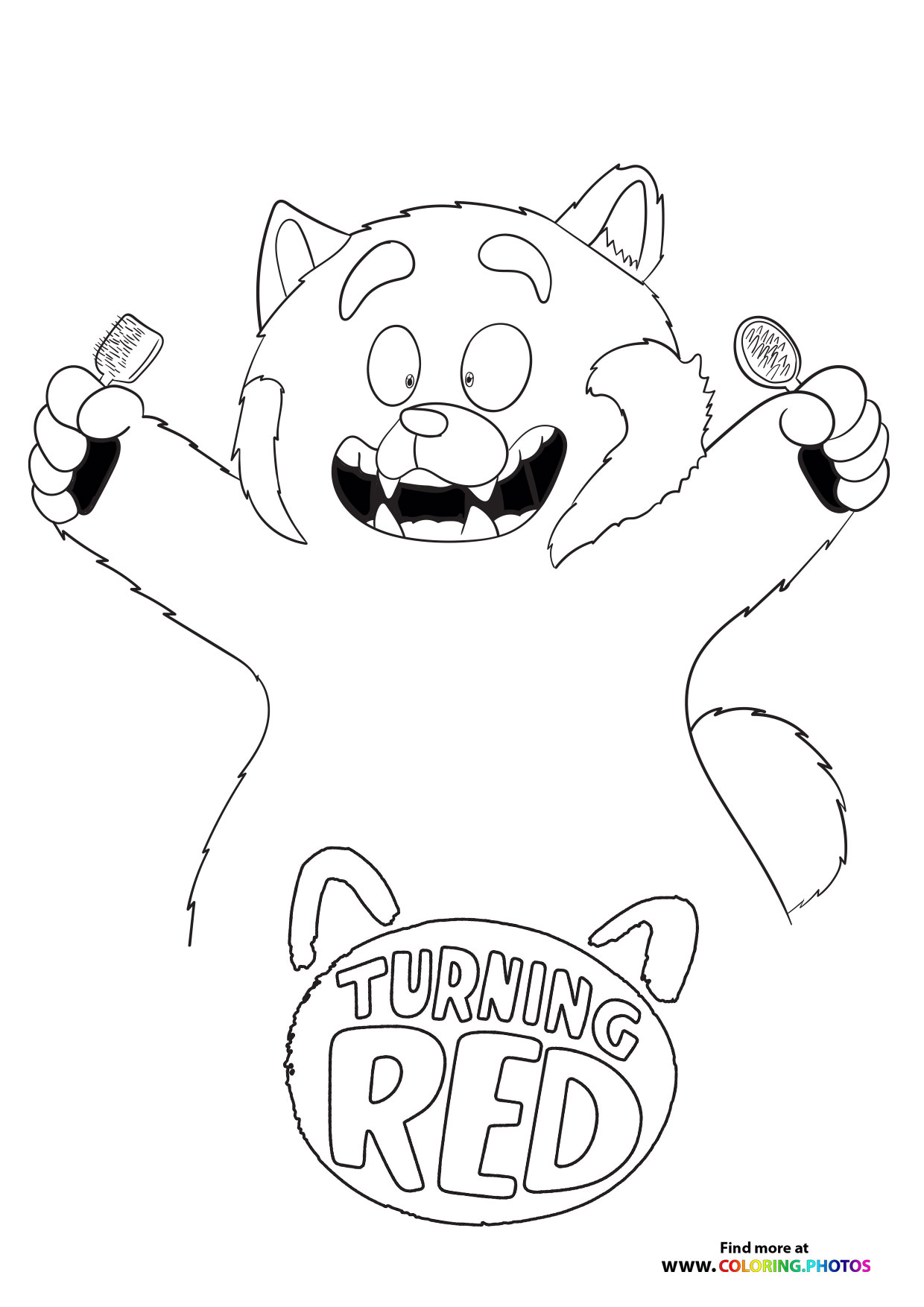 Mei Lee panda with combs coloring page