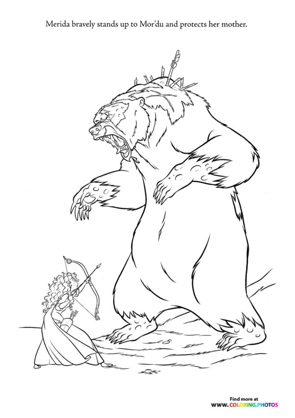 Merida fights Mordu coloring page