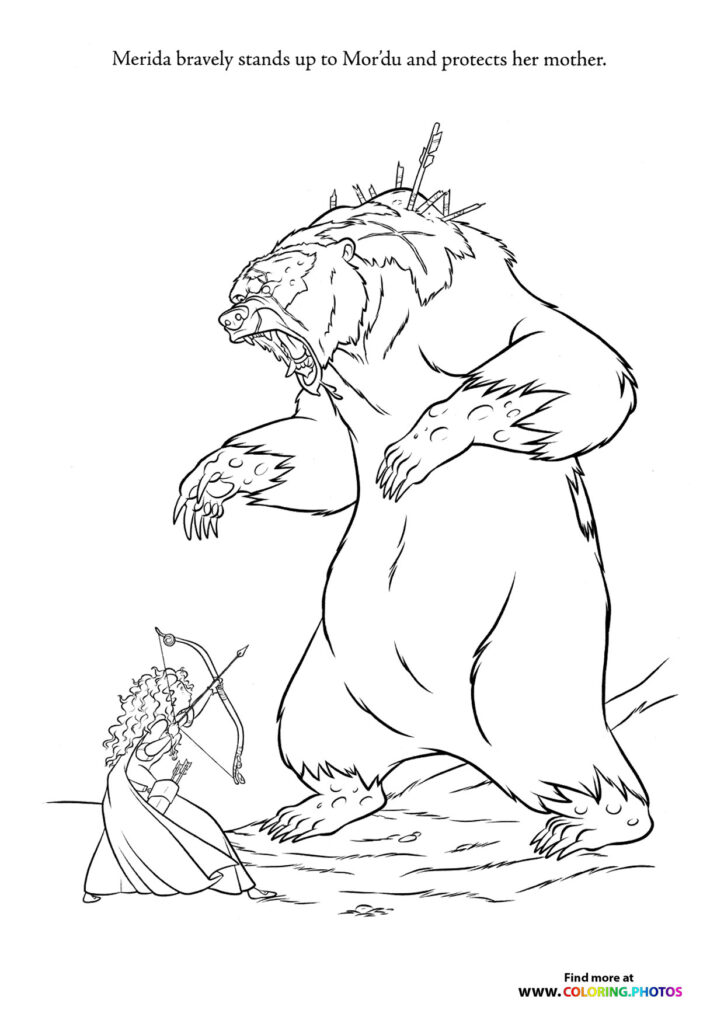 Merida fights Mordu coloring page