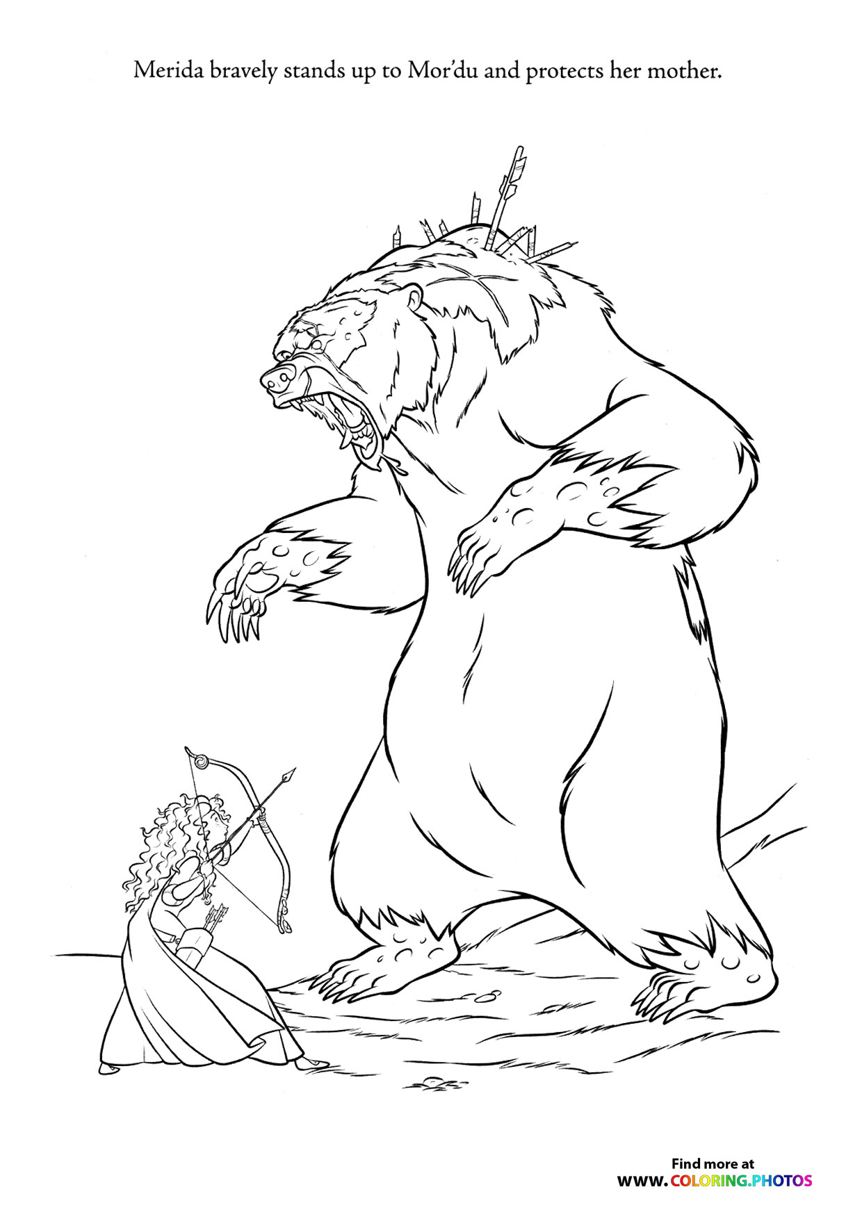 Merida fights Mordu coloring page