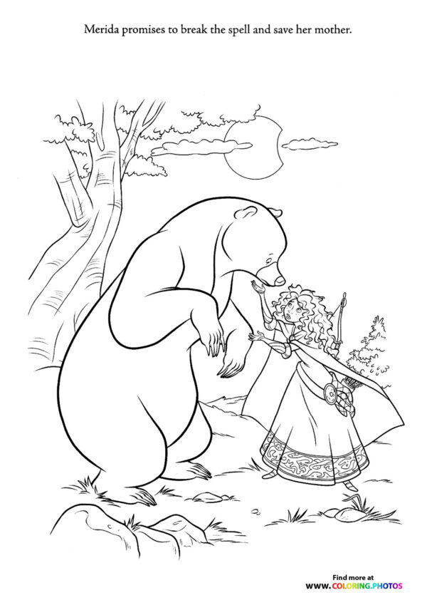 Merida helping her mother coloring page
