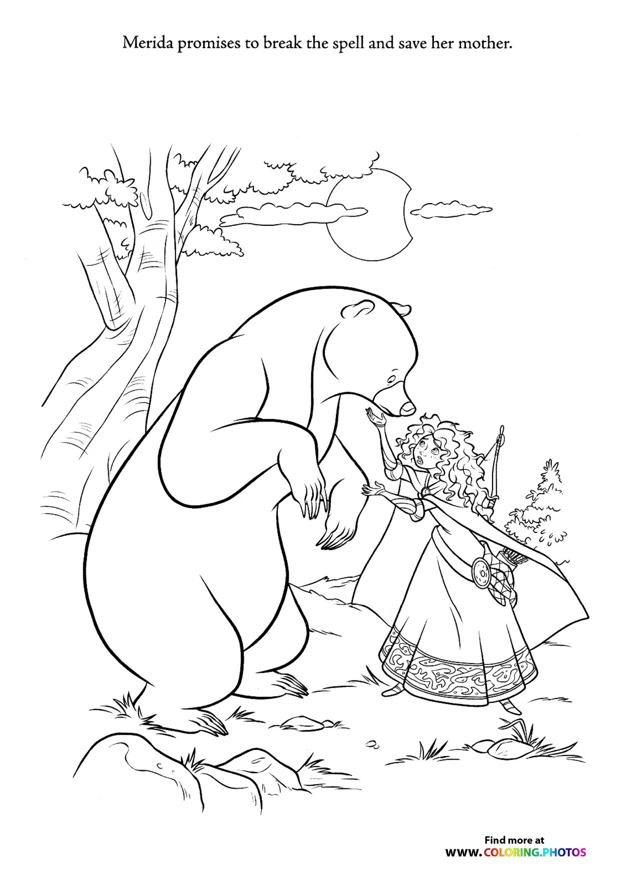 Merida helping her mother coloring page