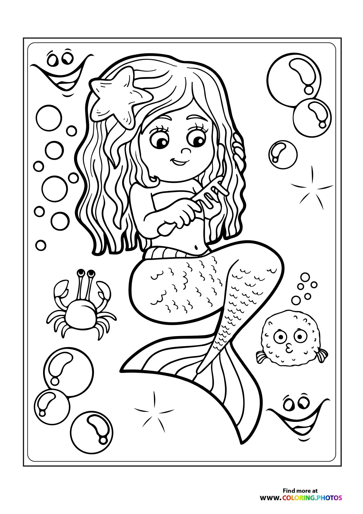 Mermaid brushing her hair