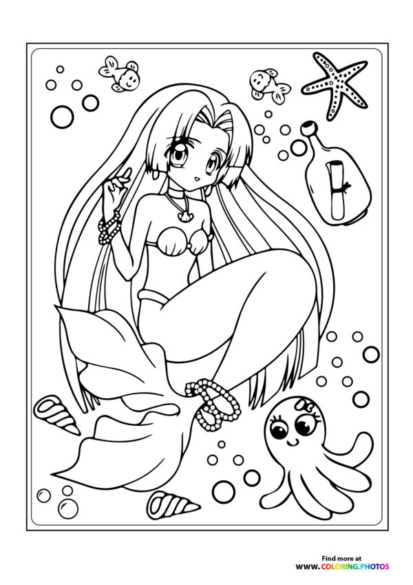 Mermaid with long hair