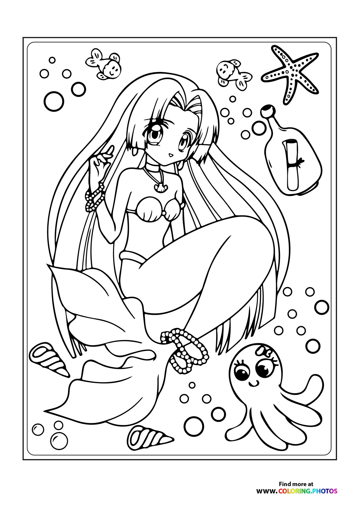 Mermaid with long hair