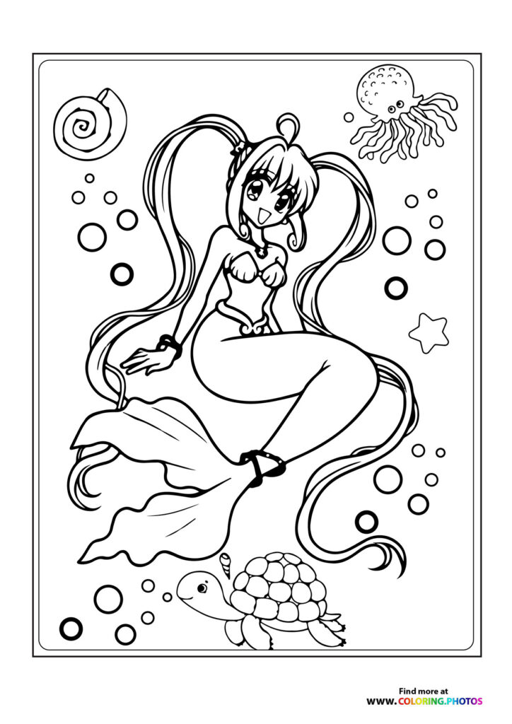 Mermaid with ponytails