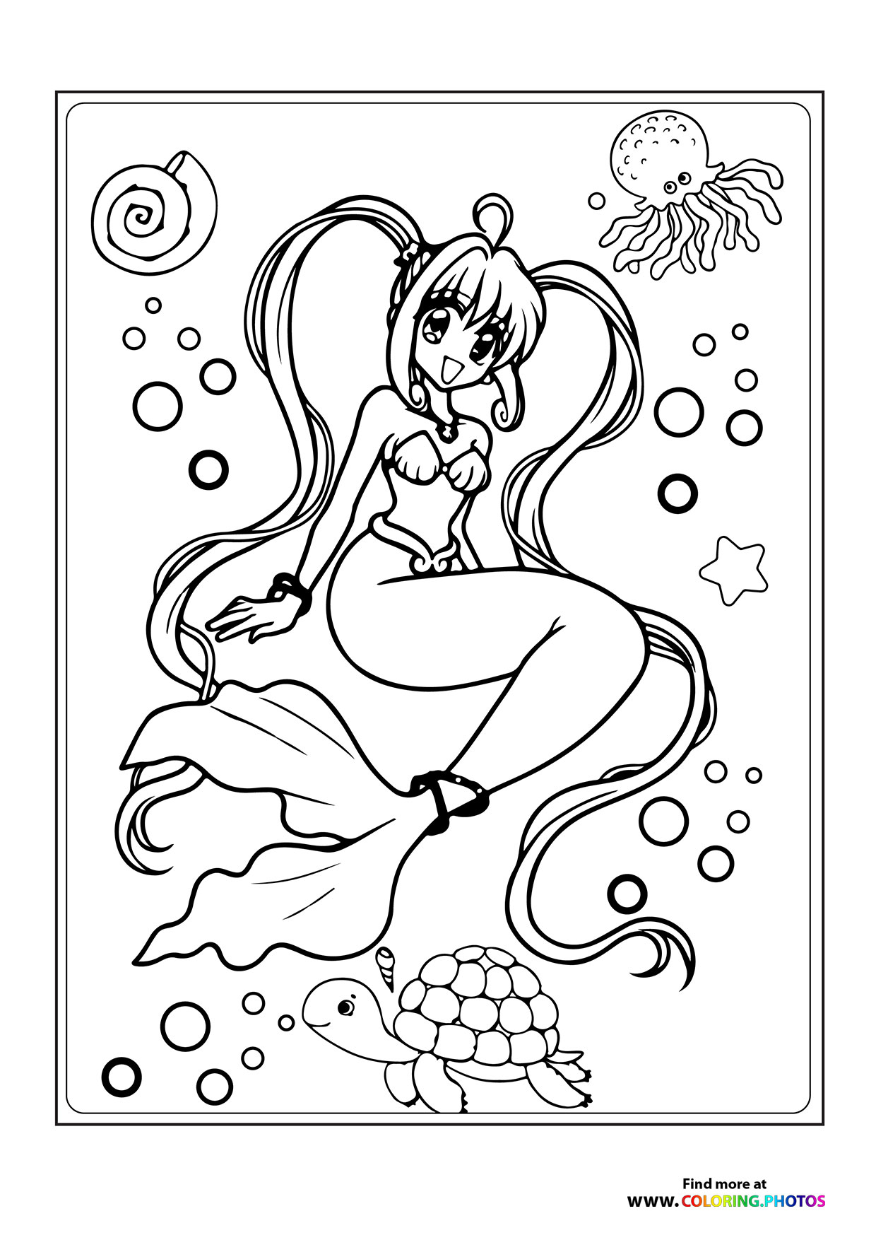 Mermaid with ponytails