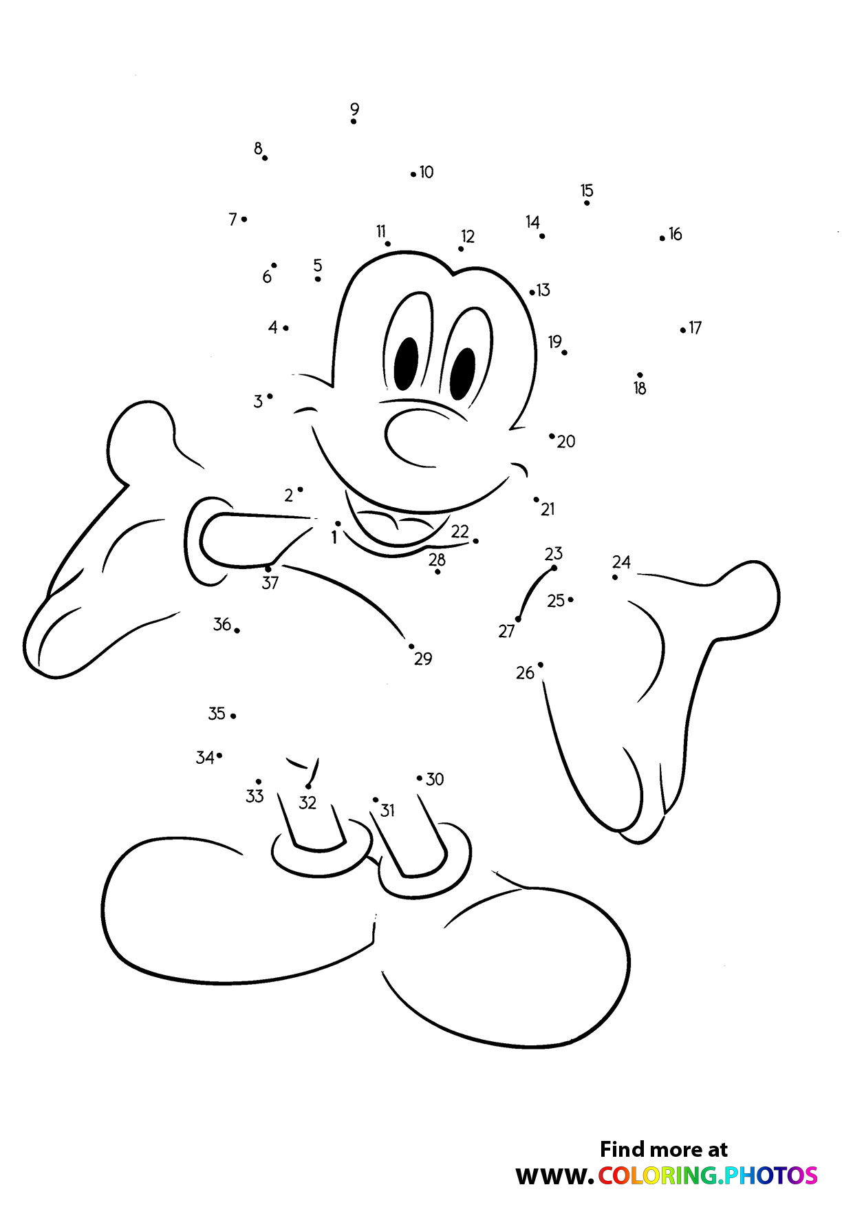 Mickey Mouse dot the dots worksheet