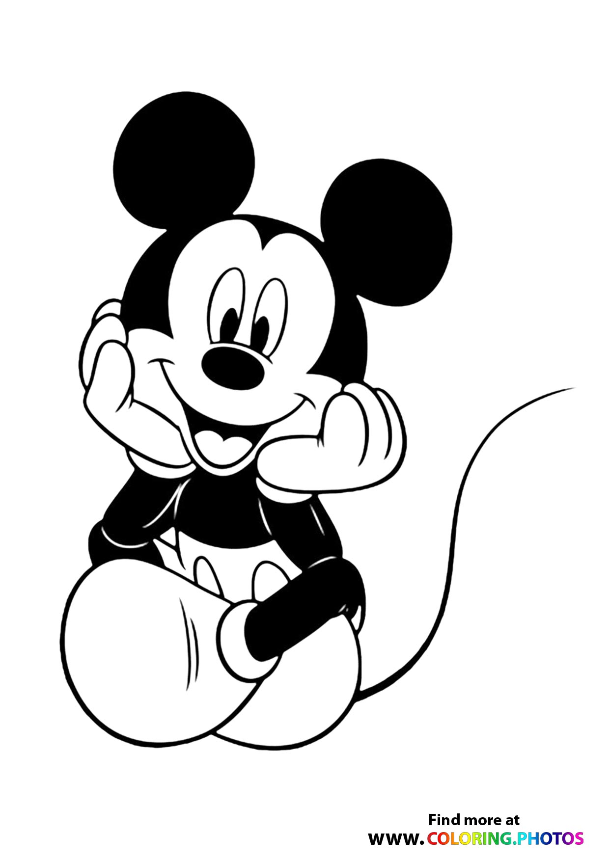Mickey Mouse sitting coloring photo