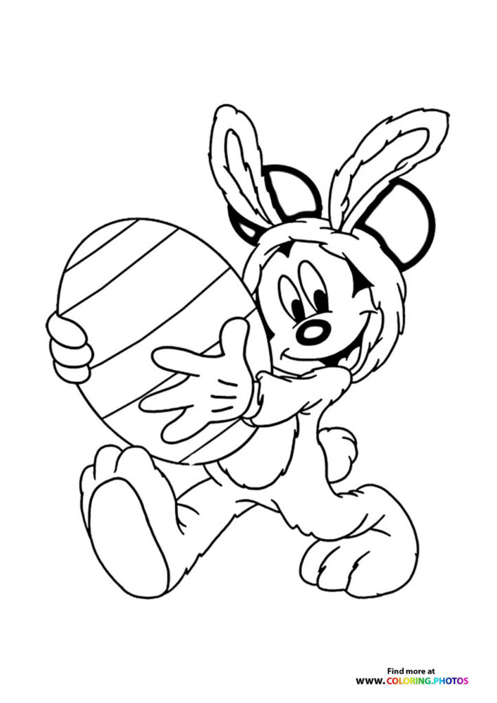 Mickey mouse with easter egg coloring page