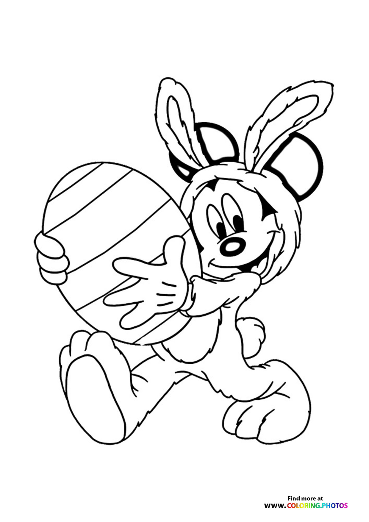 Mickey mouse with easter egg coloring page