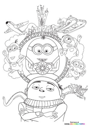 Gru with Minions and Villain Lair