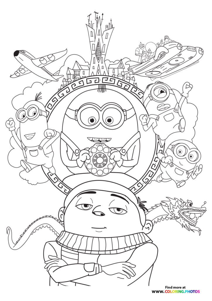 Gru with Minions and Villain Lair