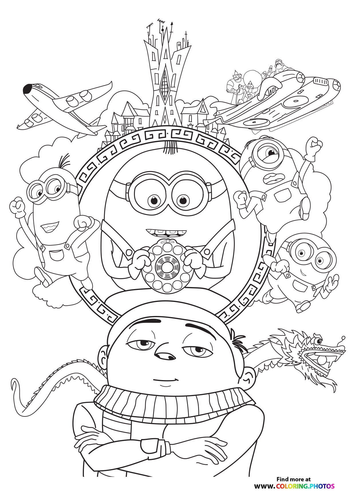 Gru with Minions and Villain Lair