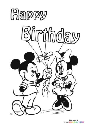 Mickey and Minnie with Birthday Balloons