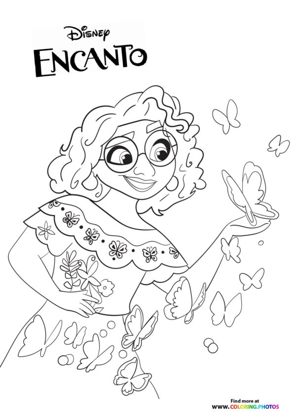 Encanto Mirabel with butterflys coloring page