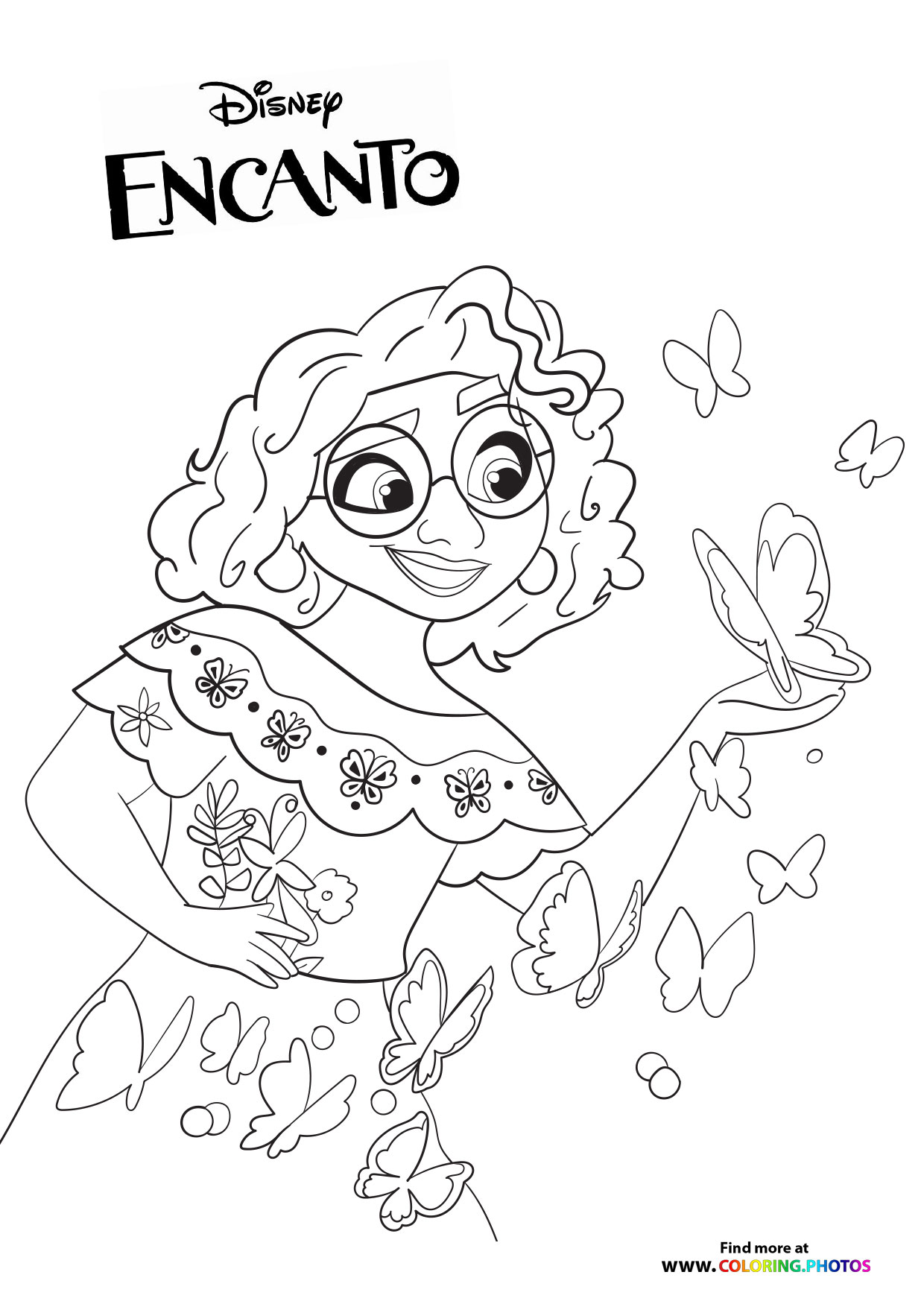 Encanto Mirabel with butterflys coloring page