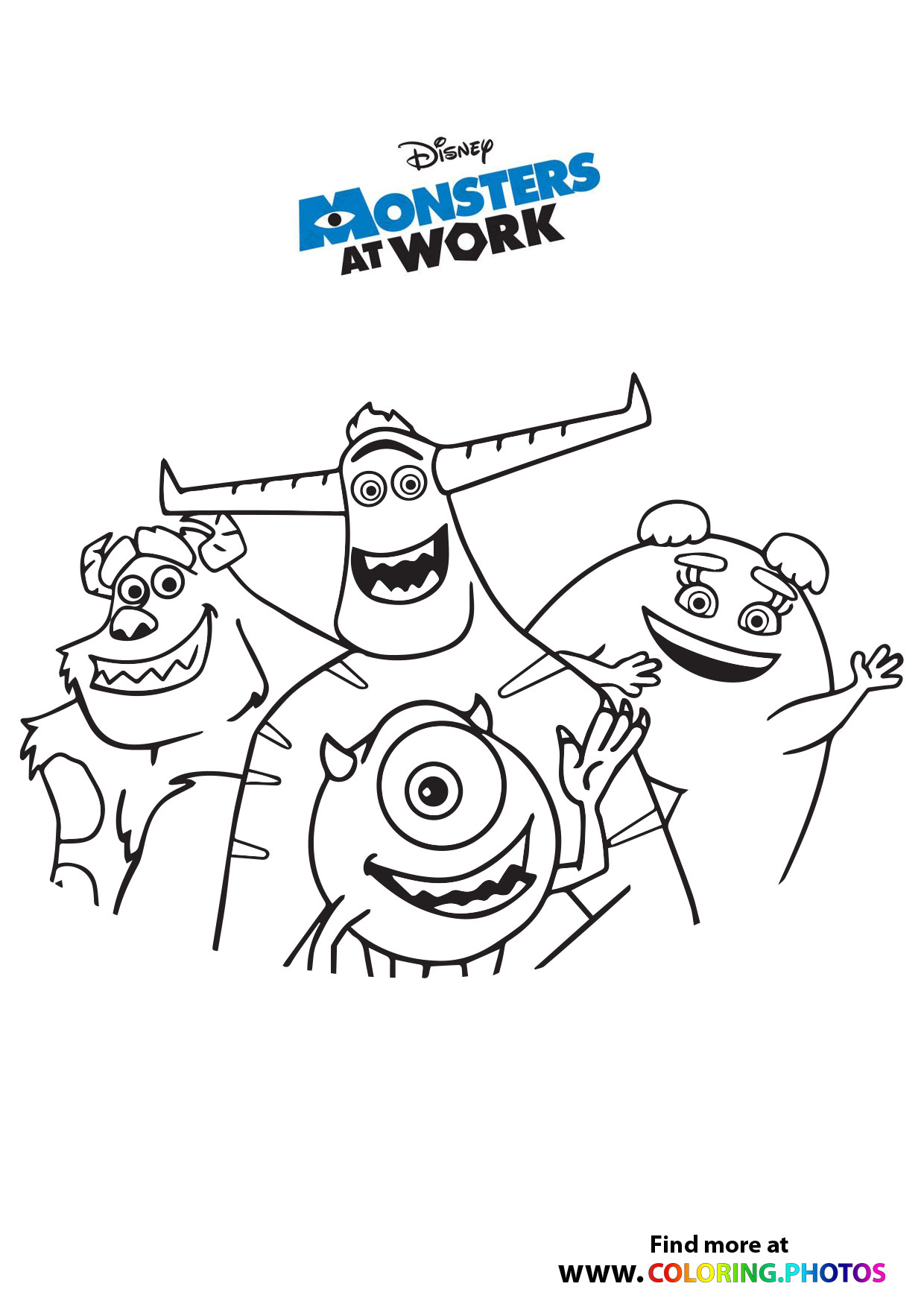 Monsters at work - characters coloring page