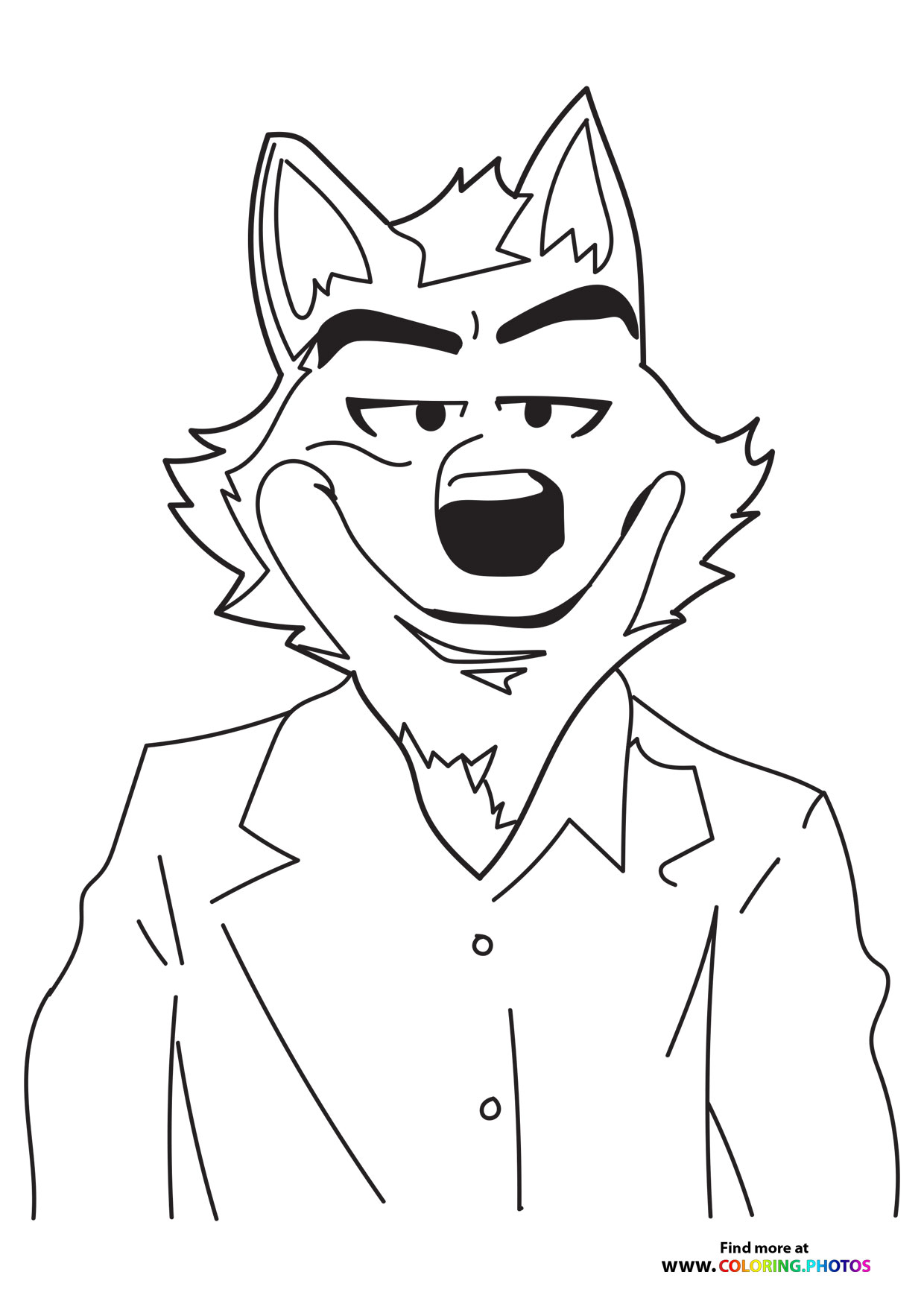 Mr. Wolf posing coloring page
