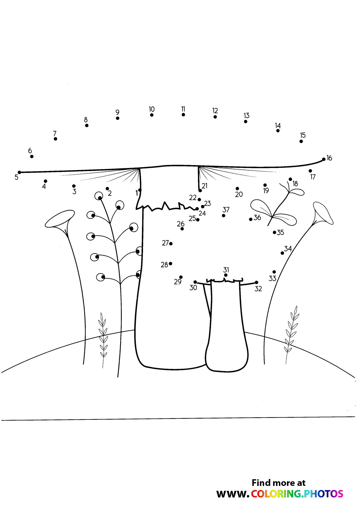 Mushrooms swinging dot the dots worksheet