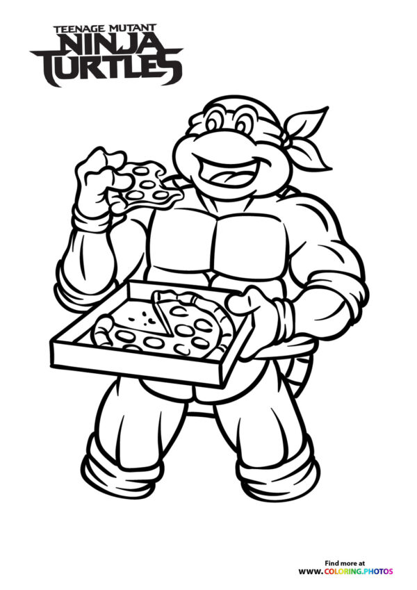 Mutant turtle eating pizza