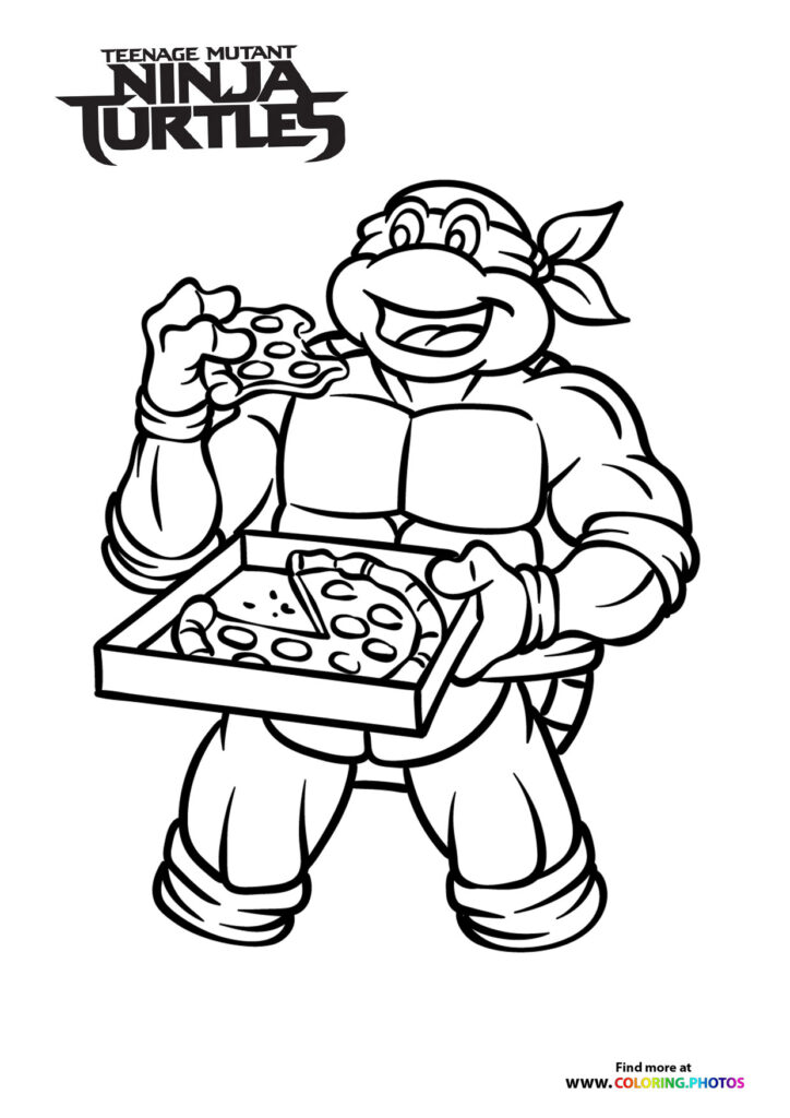 Mutant turtle eating pizza
