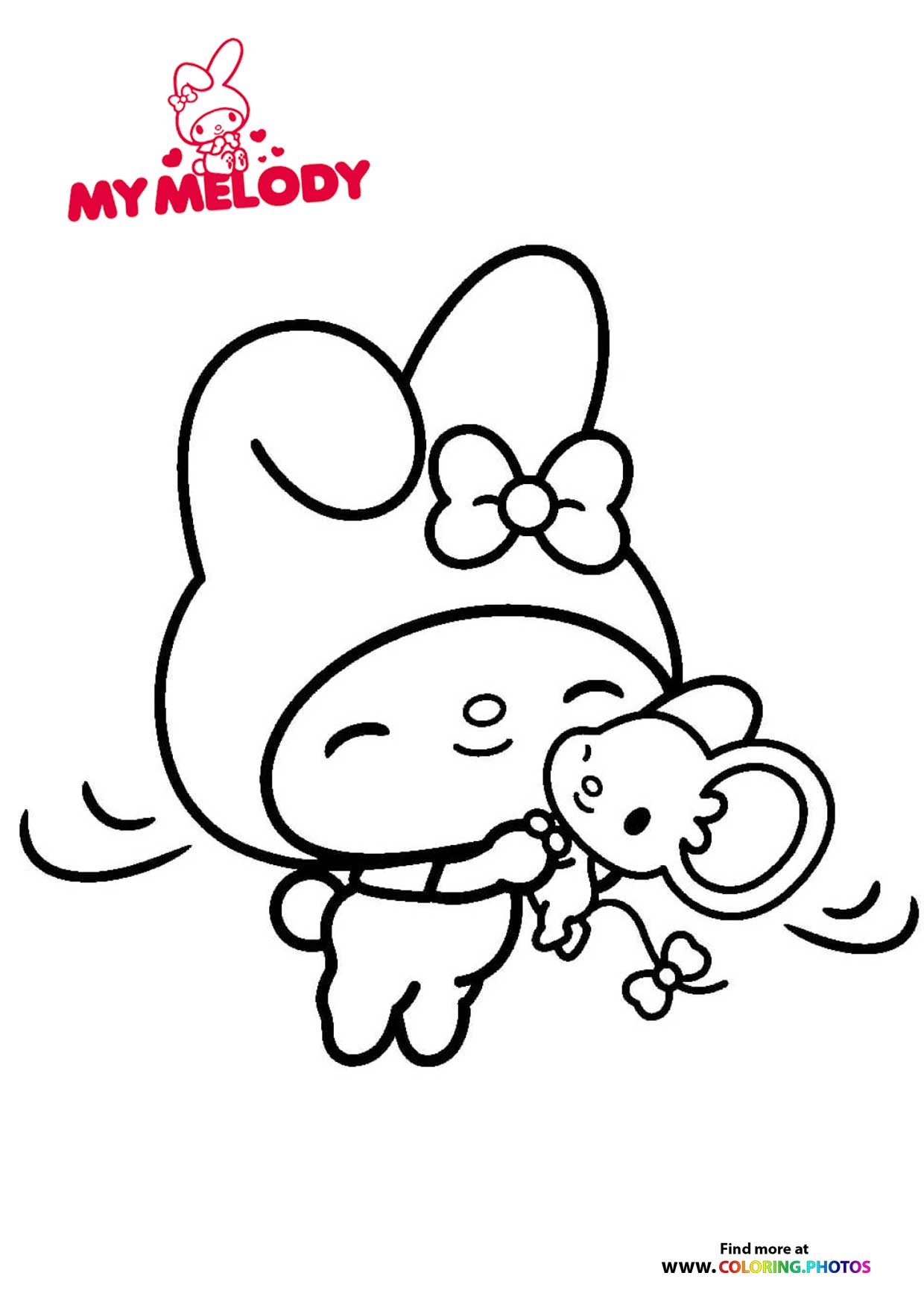 My Melody hugging a mouse
