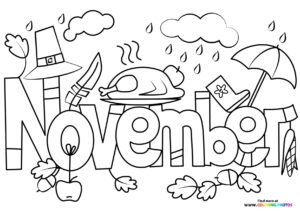 November autumn text sign