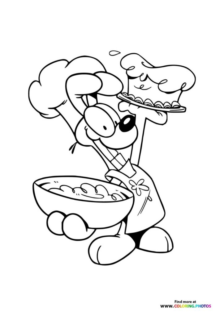 Garfield Cooking with a Big Bowl