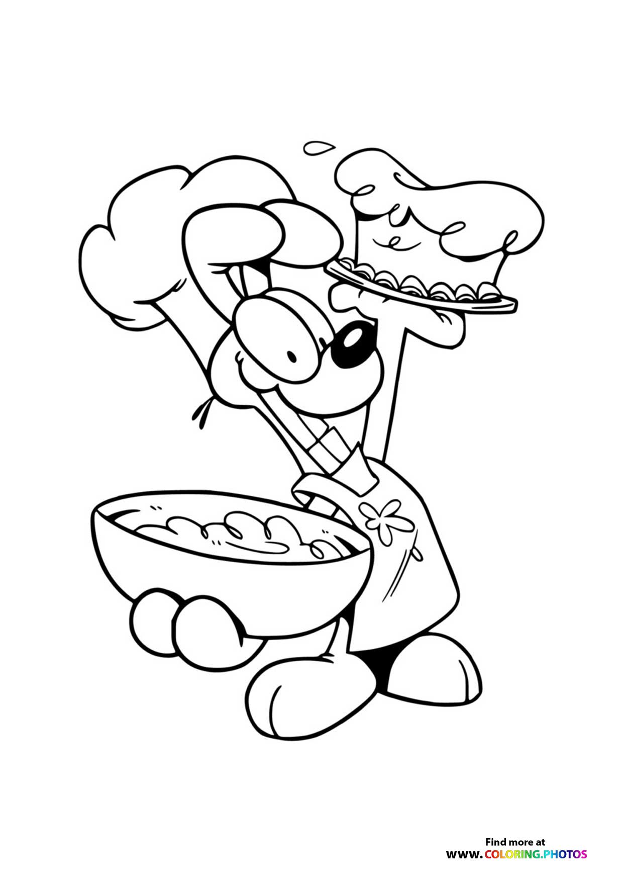 Garfield Cooking with a Big Bowl