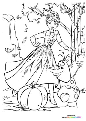 Olaf and Anna with a pumpkin