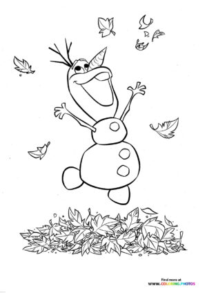 Olaf playing with leaves