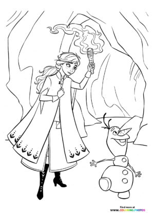Olaf and Anna in a cave