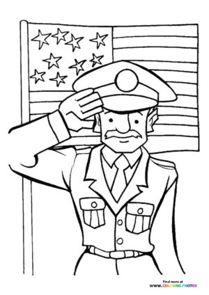 Military Salute with American Flag