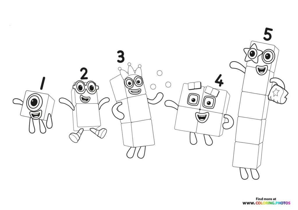 One to five Numberblocks