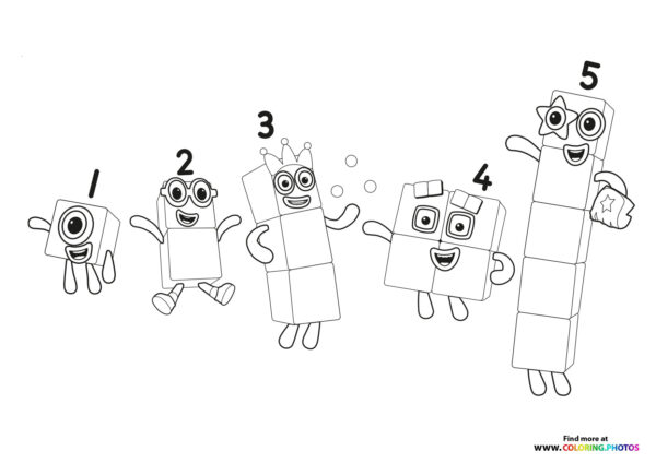 One to five Numberblocks