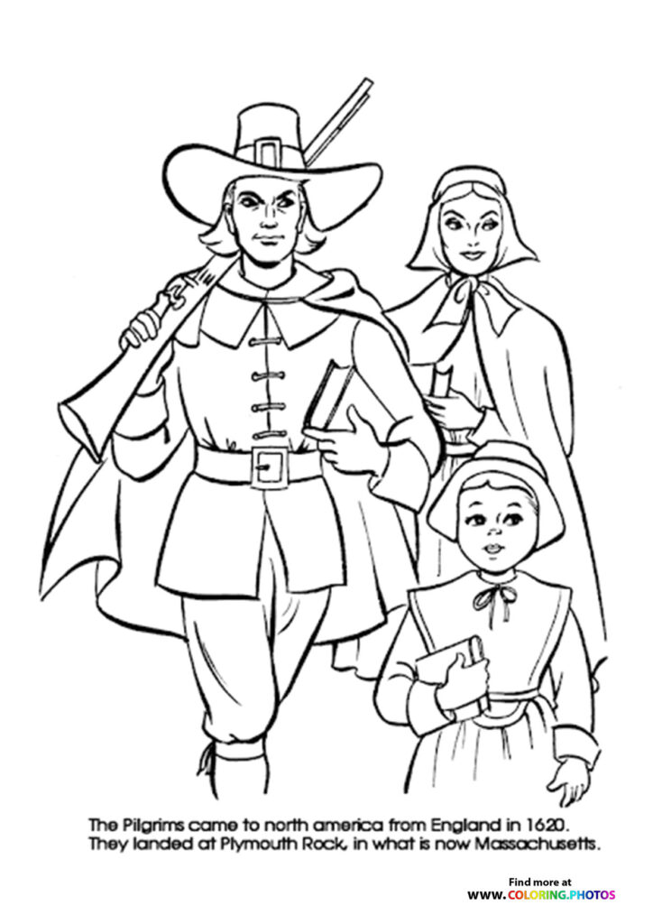 Thanksgiving pilgrims coloring page