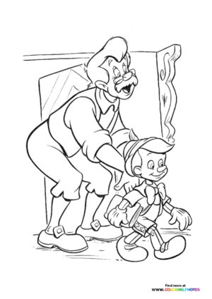Geppetto and Pinocchio in the Workshop