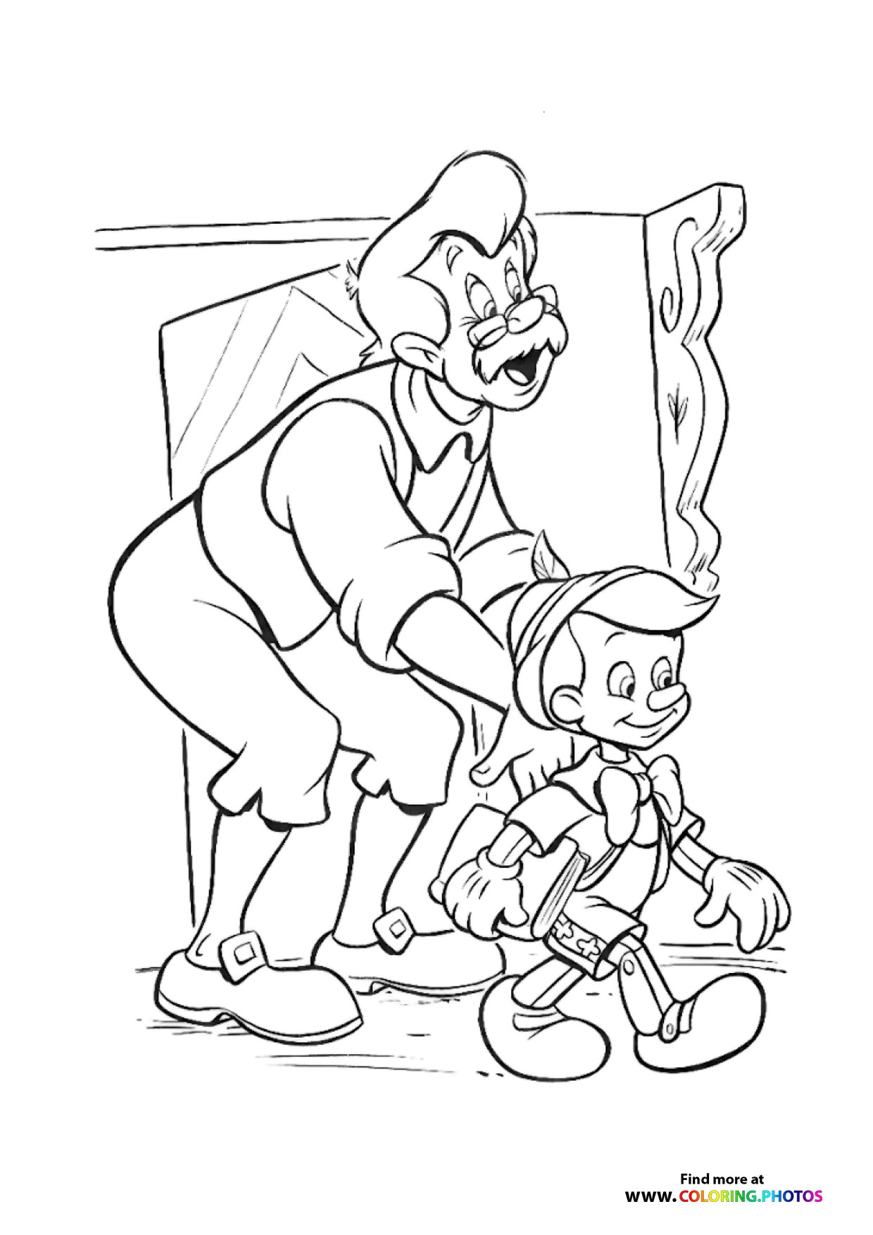 Geppetto and Pinocchio in the Workshop